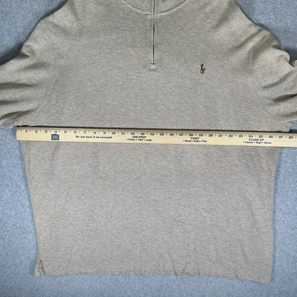 Polo Ralph Lauren Quarter Zip Sweater Mens 2XL Beige Estate Rib Knit Pullover